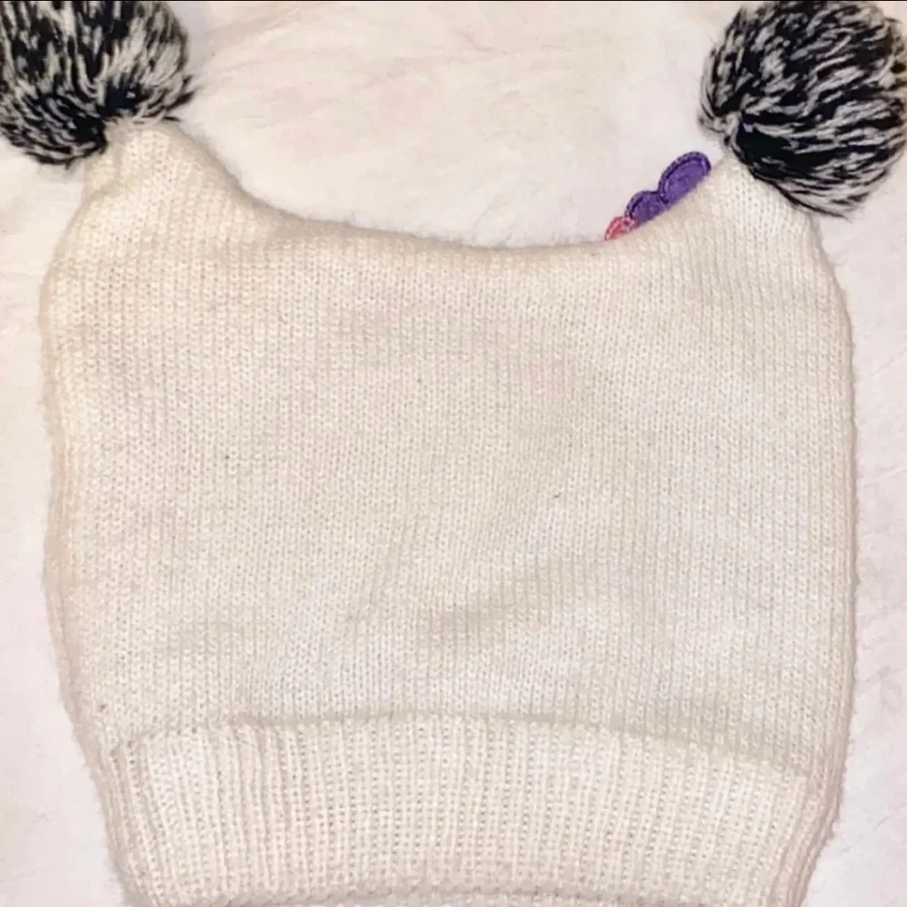 💞 Toddler Pom Pom Panda Knit Beanie Hat